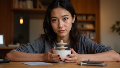 Mindful Tea Break at Home Office Desk