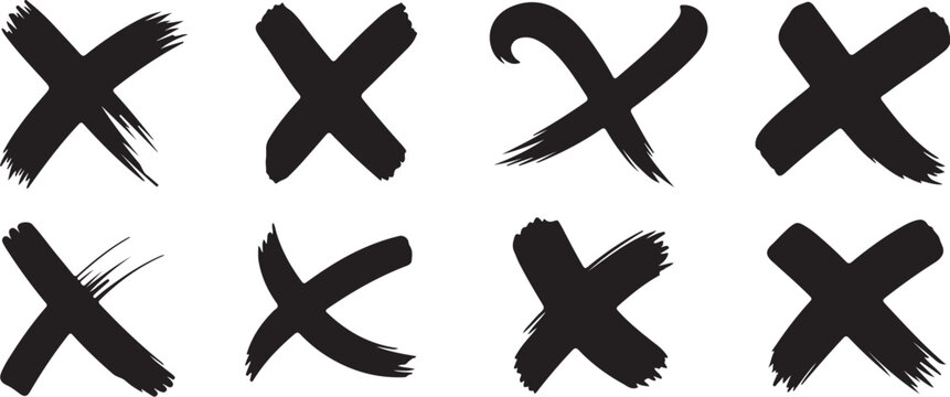 Dynamic brush stroke Xs offering versatile design elements for marking, correction, or creative expression in a modern, bold aesthetic