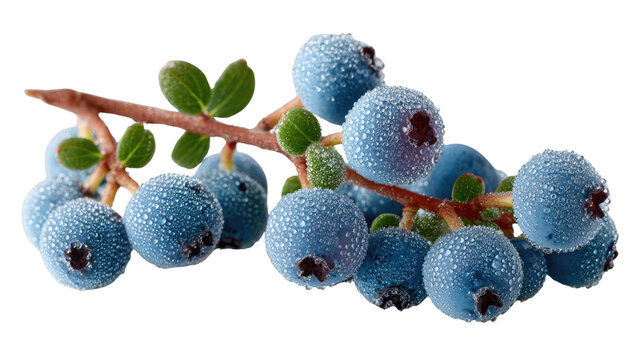 Nature's Jewel: A close-up shot of a cluster of vibrant blueberries, freshly plucked, showcasing their natural, untouched beauty. The dew-kissed berries offer a sweet, refreshing visual delight.
