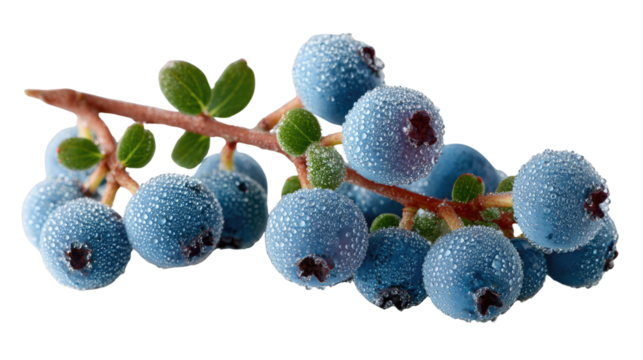 Nature's Jewel: A close-up shot of a cluster of vibrant blueberries, freshly plucked, showcasing their natural, untouched beauty. The dew-kissed berries offer a sweet, refreshing visual delight.