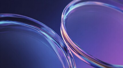 Translucent, swirling bands of light curve across a deep purple and blue gradient background