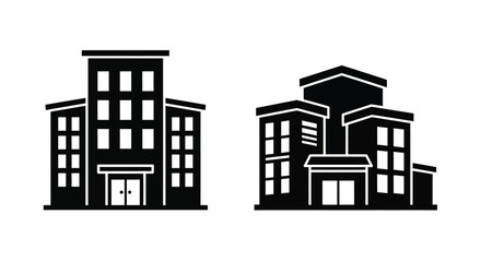 Naklejka premium Simple black and white illustration depicting two different building structures