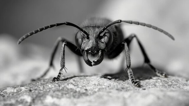 This captures a closeup of an insect, showcasing its intricate details. The bee's texture is visible, emphasizing the tiny world we often overlook.