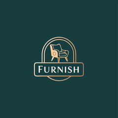 Abstract furniture logo design concept. Symbol and icon of chairs, sofa, tables, and home furnishings	