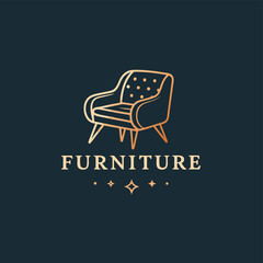 Abstract furniture logo design concept. Symbol and icon of chairs, sofa, tables, and home furnishings	