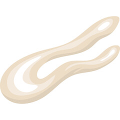 Pale Yellow Curvy Abstract Shape with Smooth Glossy Texture on Transparent Background