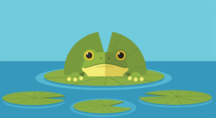 Simple illustration of a frog in a pond