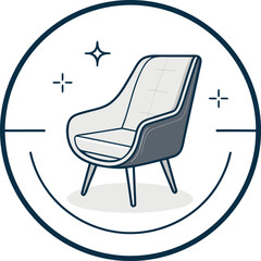 Abstract furniture logo design concept. Symbol and icon of chairs, sofa, tables, and home furnishings	
