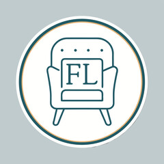 Abstract furniture logo design concept. Symbol and icon of chairs, sofa, tables, and home furnishings	
