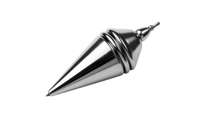 Precision plumb bob tool gleams with professional accuracy, essential for builders and craftsmen ensuring perfect vertical alignment on any project.