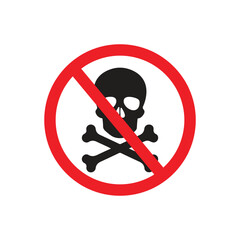 Red no poison sign with skull and crossbones symbol.