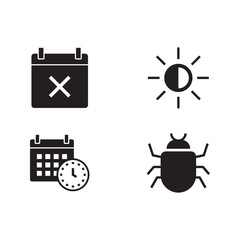 Four Solid UI UX System Error and Calendar Icons Pack
