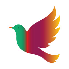 Obraz premium Stylized dove in flight with a modern multi-color gradient design. This graphic icon represents concepts like hope, spirit, and liberty, presented as a clean vector art element