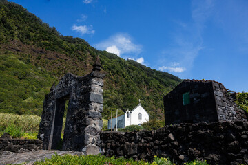São Jorge island landscapes, Azores archipelago, travel and explore Portugal.