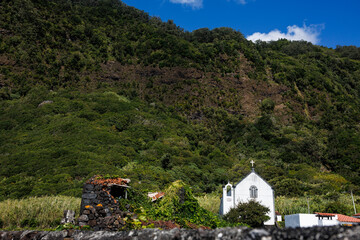 São Jorge island landscapes, Azores archipelago, travel and explore Portugal.