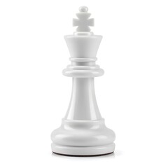 Elegant White Chess King Piece on a Clean Background.