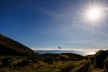 São Jorge island landscapes, Azores archipelago, travel and explore Portugal.