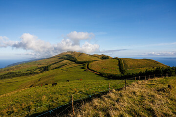 São Jorge island landscapes, Azores archipelago, travel and explore Portugal.