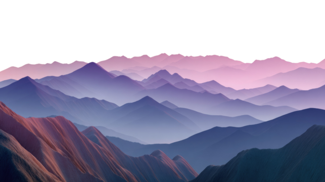 Mountain Majesty: A serene vista unveils a series of layered mountains, each touched by the soft hues of dawn and dusk, painting a majestic portrait of nature's artistry.