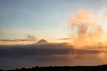 São Jorge island landscapes, Azores archipelago, travel and explore Portugal.