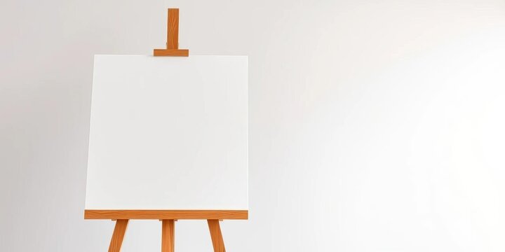 Blank white canvas on an easel, ready for painting, texture, backdrop