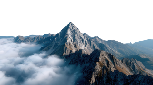 Majestic Mountain Peaks: A breathtaking panorama unfolds as jagged mountain peaks pierce through a sea of fluffy clouds, creating a scene of unparalleled natural beauty and awe.