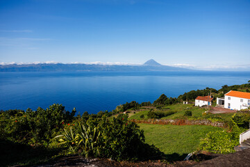 São Jorge island landscapes, Azores archipelago, travel and explore Portugal.