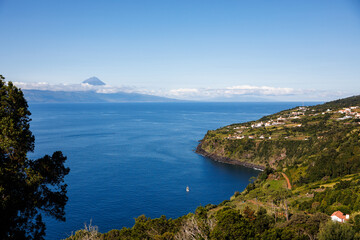 São Jorge island landscapes, Azores archipelago, travel and explore Portugal.