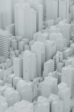 3D white city urban skyline with detailed architecture