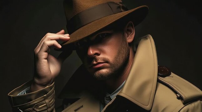 Man in Hat and Trench Coat.