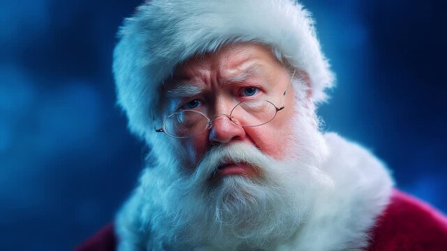 A contemplative Santa Claus gazes into the distance, his expression heartfelt and reflective, embodying the spirit of the holidays during a magical winter season.