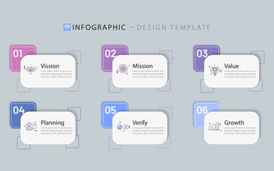 Infographic template. 6 Step timeline journey, Flat simple infographics design template. presentation graph. Business concept with numbers 6 options or steps vector illustration.
