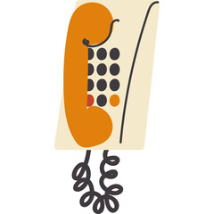 Retro Rotary Telephone With Orange Handset And Cream Colored Body On A Plain Background With A Transparent Background