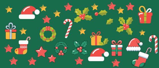 Christmas festive elements vector set