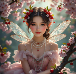 beautiful little cherry blossom fairy
