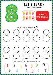 Kids Learning Material, Worksheet Learning Number 0 to 9, Number for Kids Learning, Children Educational Game, Worksheet for Learning Number.