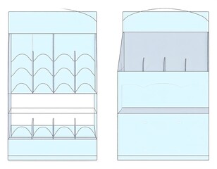 Detailed Blueprint of a Modern Display Refrigerator Unit.