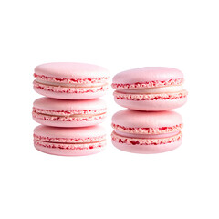 Colorful french macaroons in a sweet assortment are delicious isolated on a white background