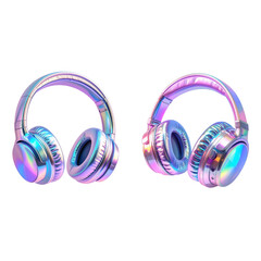 Isolated studio stereo headphones for listening to music or sound on white background