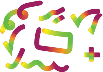 Colorful alphabet letters and numbers set with watercolor splashes