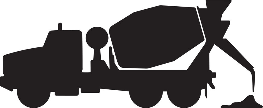 black cement truck pouring concrete clip art preview