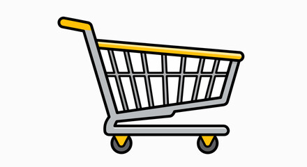 Vibrant Yellow Accent Shopping Cart Icon Illustration