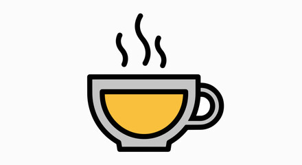 Steaming Hot Drink Icon - Minimalist Cup Graphic