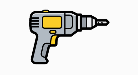 Modern Cordless Power Drill Icon with Yellow Accents