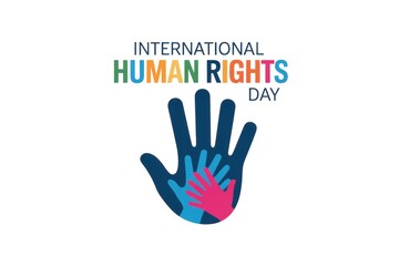 Obraz premium International human rights day with colorful hand prints on a white background design vector