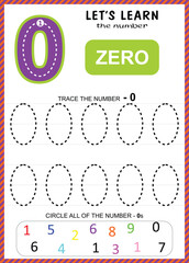 Kids Learning Material, Worksheet Learning Number 0 to 9, Number for Kids Learning, Children Educational Game, Worksheet for Learning Number.