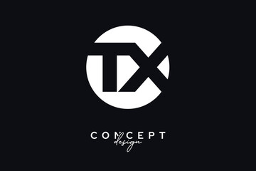 TX Creative Negative Space Circle Monogram Logo Design	