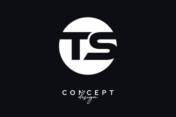 TS Creative Negative Space Circle Monogram Logo Design	