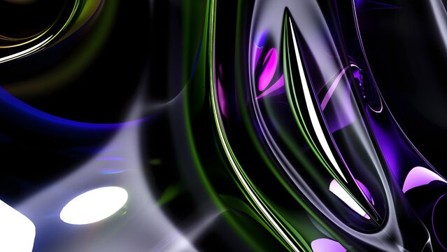 3d render of abstract art with surreal 3d background in curved, wavy, smooth, and soft organic lines forms  in a deformation transformation process in glossy and matte finish plastic
