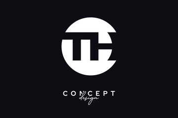 TH Creative Negative Space Circle Monogram Logo Design	